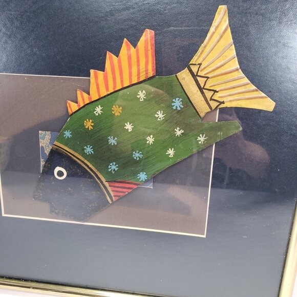 Lawrence Unlimited Whimsy Fish Cut Out Folk Art Framed - Picture 2 of 4